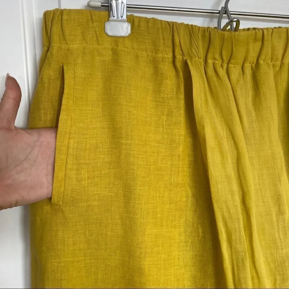 NWOT Banana Blue Aliana Linen Mustard Yellow Pants - Picture 7 of 12